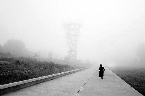 Spoorpark in de mist