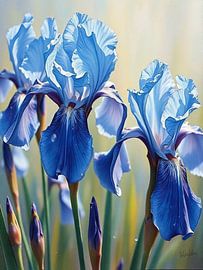 Ätherischer Azurblauer Garten: Eine detaillierte botanische Studie von Artistic