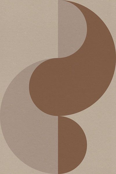 Moderne abstrakte geometrische Kunst im Retrostil in Braun und Beige Nr. 9 von Dina Dankers