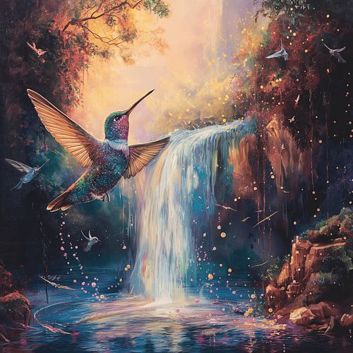 Kolibrie in schilderachtige stijl