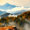 Montagnes dans la forêt de brouillard - Un point de vue silencieux entre une forêt mixte automnale, un brouillard qui respire et des sommets abrupts dans la lumière changeante de l'immensité alpine sur AidasignArt