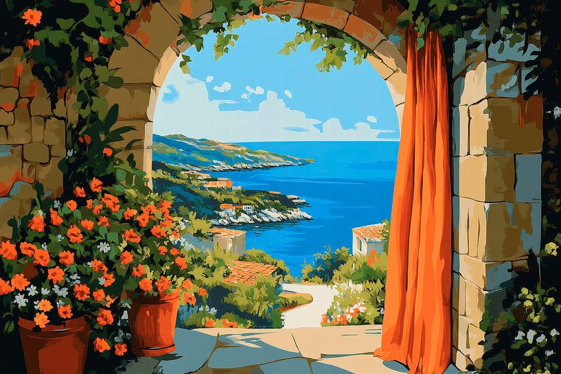 Coastal view through a portal by Poster Art Shop