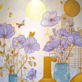 Bloemen Vazen | Floral Glow van Blikvanger Schilderijen