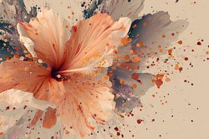 Blumenexplosion in Pfirsichfarben und kunstvollen Spritzern