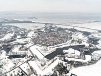 Aerial photo Naarden Fortress in the snow