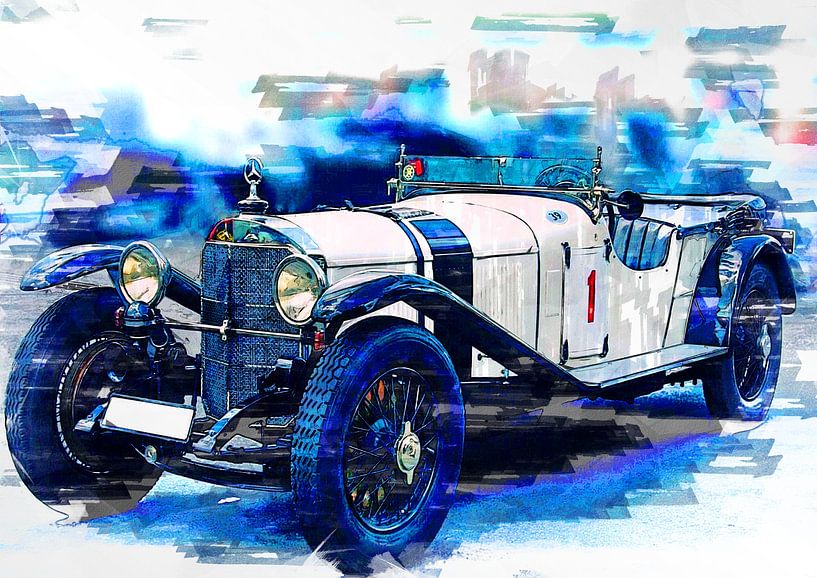 Mercedes Benz vintage car (watercolour paint). by Bert Hooijer