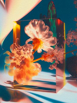 Exploding Bed of Tropical Flowers and Glass II
