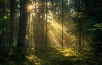 Sonnenaufgangszauber im Laubwald