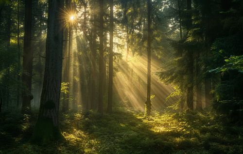 Sonnenaufgangszauber im Laubwald