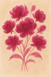 Magenta bouquet of peonies by Liz-Elizabeth Art