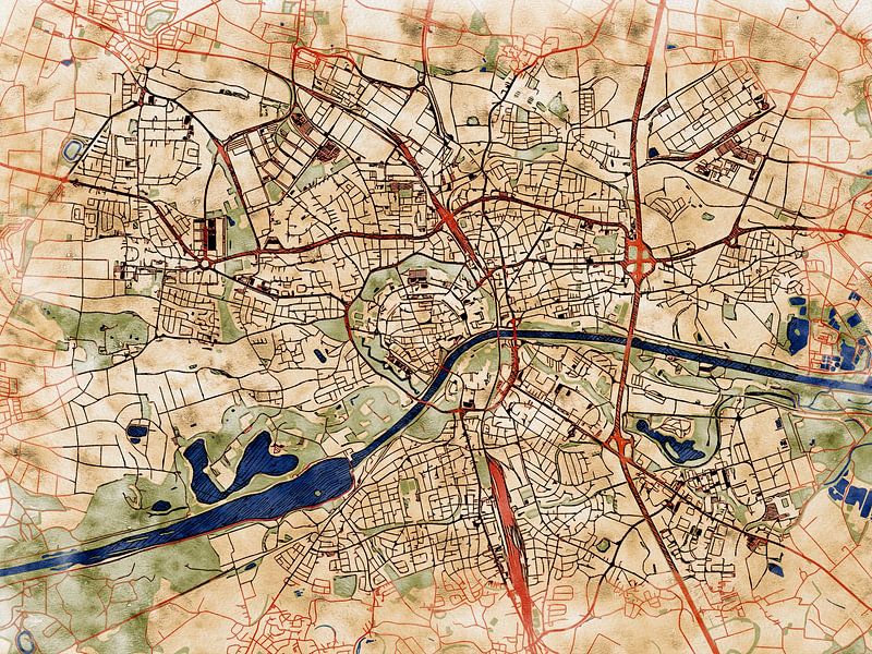 Kaart van Ingolstadt in de stijl 'Serene Summer' van Maporia