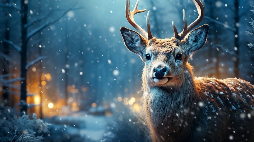 Hirsch im Winterwald von Animaflora PicsStock