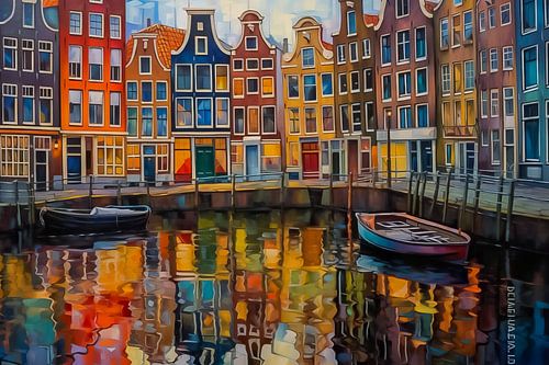 Bunte Grachtenhäuser in Amsterdam