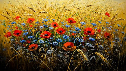 Golden Wheatfield with poppies and cornflowers by Studio Pieternel