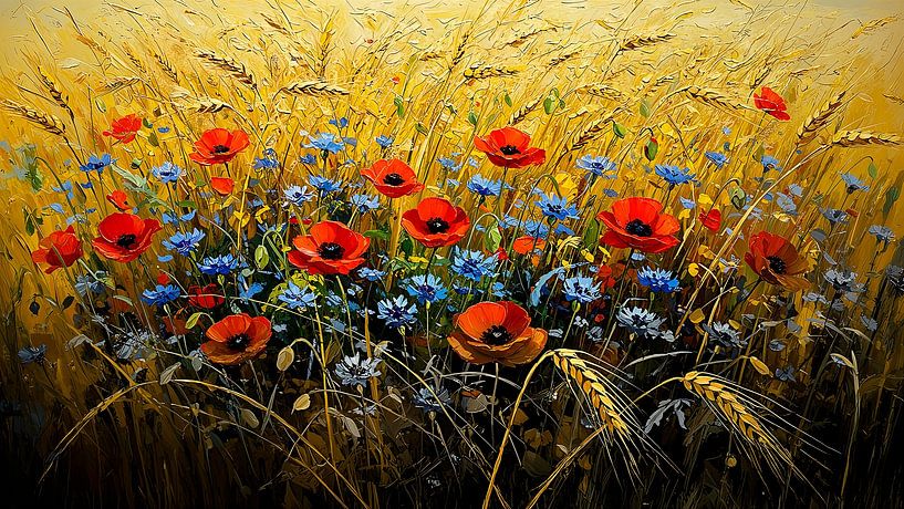 Golden Wheatfield with poppies and cornflowers by Studio Pieternel