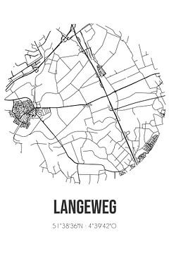 Langeweg (Noord-Brabant) | Landkaart | Zwart-wit van MijnStadsPoster