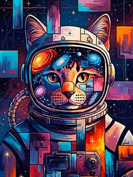 Katze Astronaut mit galaktischem Visier: Eine bunte Pop-Art