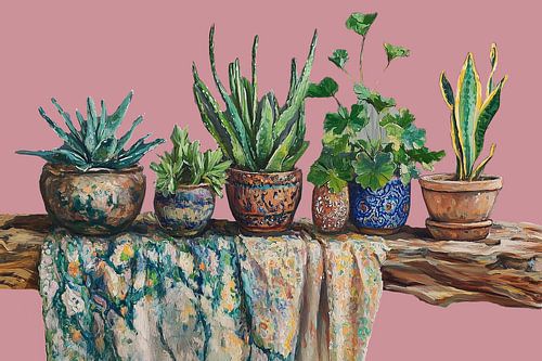 Coloré et rustique sur fond rose