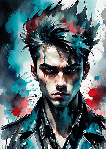 abstract potret aquarel