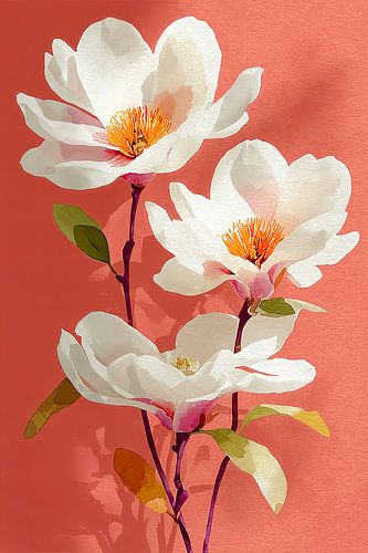 Magnolias in Coral no. 1
