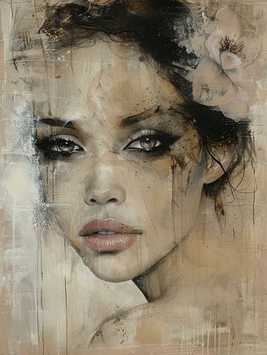 Soft pastel, modern en abstract portret