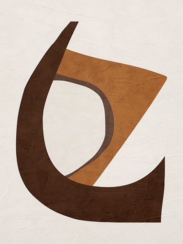 Abstract, organic-geometric modern art in earth tones