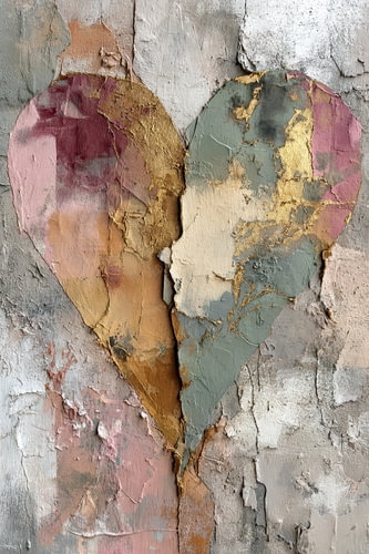 Pink and Green Heart Abstract – Elegant for the Living Room