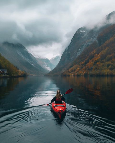 Kayak in Norwegen von fernlichtsicht