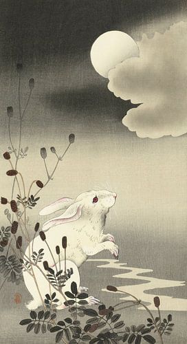 Konijn bij volle maan, Ohara Koson