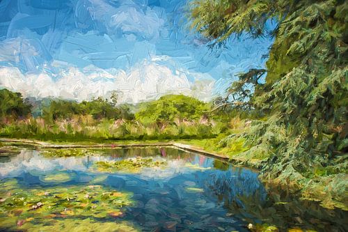 Bodnant garden in Wales as an impressionist painting