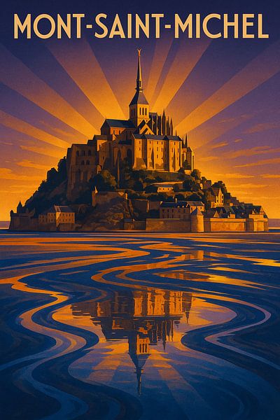 Mont-Saint-Michel Art Deco Poster – Tidal Majesty by Travel Shop