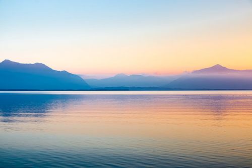 Sonnenuntergang Alpen Chiemsee