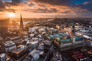 Coucher de soleil à Hambourg sur Michael Abid