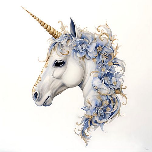 Eenhoorn in Delfts Blauw