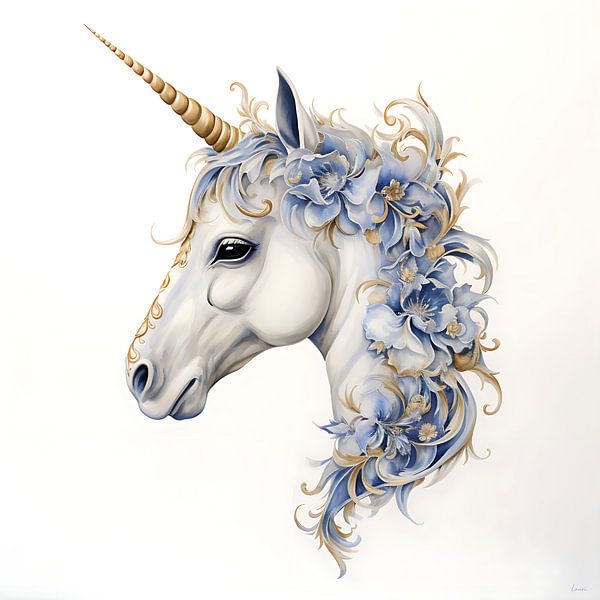 Einhorn in Delfter Blau von Lauri Creates