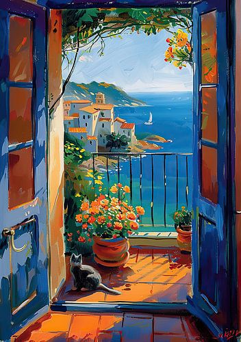 Henri Matisse Stijl Poster, Middellandse Zee, Open Venster, Pastel