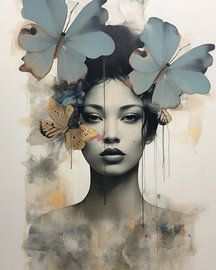 Modern mixed media portrait by Carla Van Iersel