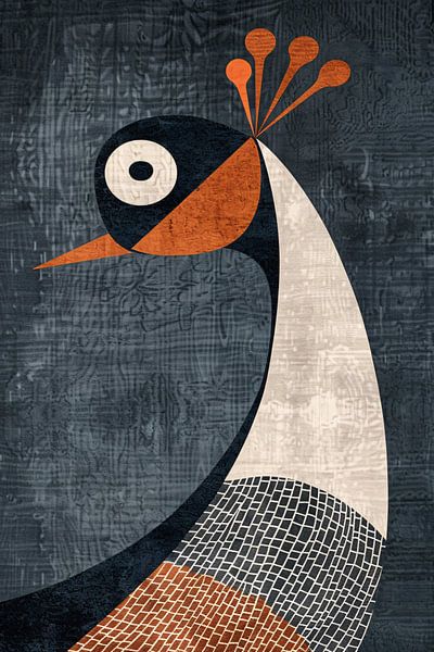 Geometric minimalist bird illustration in colour by Art & Soul Creations