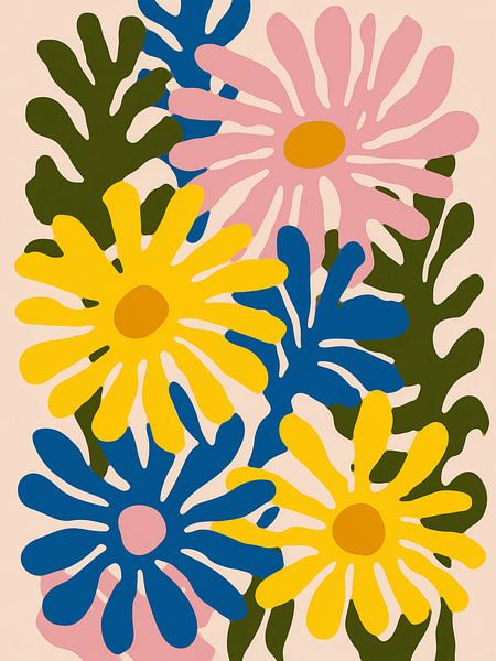 Vintage abstract Flowers by Caroline Guerain