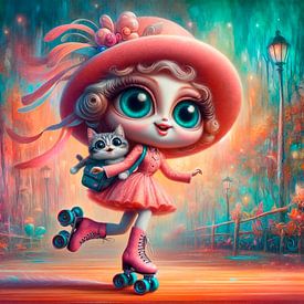 Roller skating with the cat by ¡ guay !