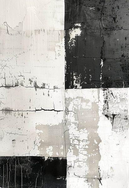 Géométrie usée en noir, blanc et gris avec des textures rugueuses par Color Square