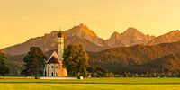 Bedevaartskerk St.Coloman bij zonsondergang, Allgäu, Beieren, Duitsland van Markus Lange thumbnail