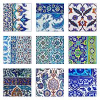 Collage de carreaux anciens avec des motifs turcs