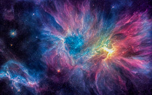 Explosion im Weltall mit einer Galaxie