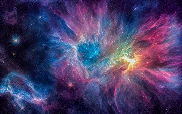 Explosie in de ruimte met een sterrenstelsel van Animaflora PicsStock