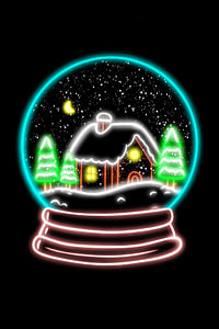 Neon-Schneekugel