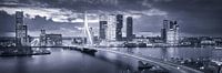 Skyline Rotterdam Erasmusbrücke - Mitternachtsblau von Vincent Fennis Miniaturansicht