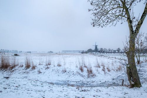 Molen in sneeuwlandschap