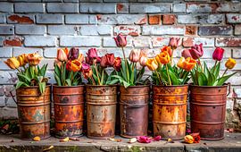 Tulips in rusty barrels... by Ans Bastiaanssen