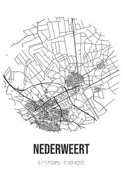 Nederweert (Limburg) | Landkaart | Zwart-wit van Rezona